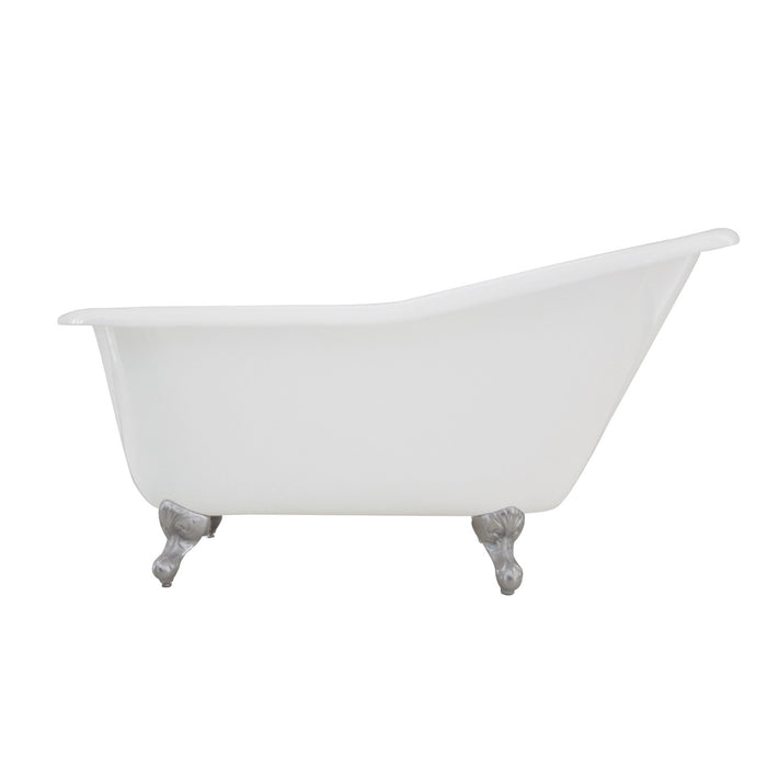 Aqua Eden VCTND6030NT1 60-Inch Cast Iron Single Slipper Clawfoot Tub (No Faucet Drillings), White/Polished Chrome