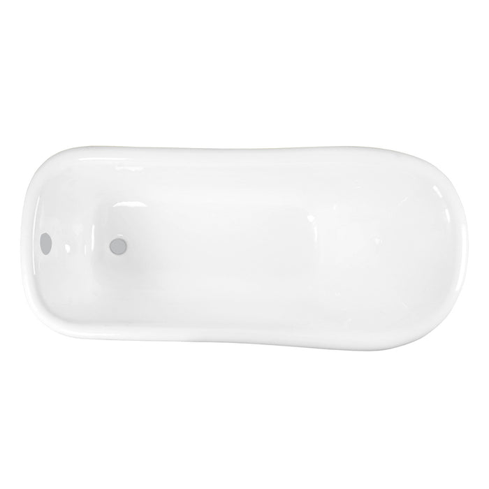 Aqua Eden VCTND6630NF1 67-Inch Cast Iron Single Slipper Clawfoot Tub (No Faucet Drillings), White/Polished Chrome