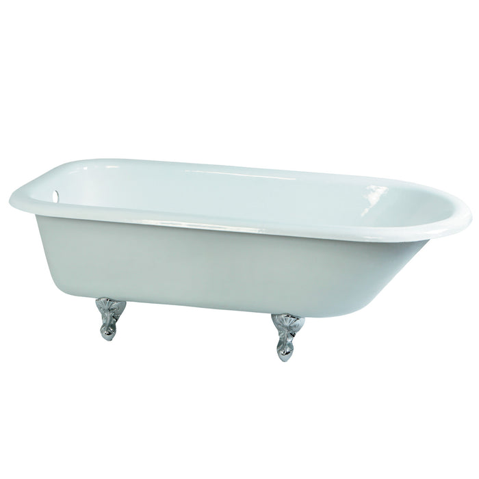 Aqua Eden VCTND673123T1 66-Inch Cast Iron Roll Top Clawfoot Tub (No Faucet Drillings), White/Polished Chrome