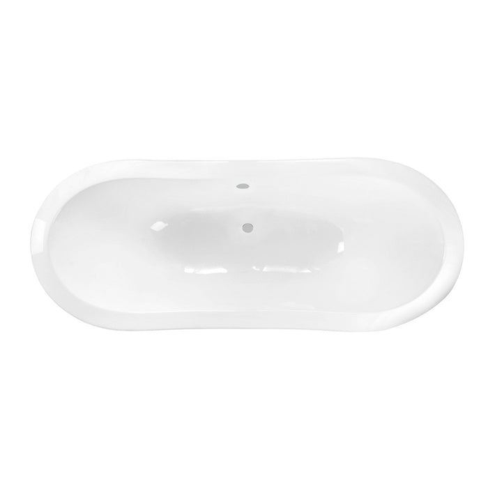 Aqua Eden VCTNDS6130NC1 61-Inch Cast Iron Double Slipper Clawfoot Tub (No Faucet Drillings), White/Polished Chrome