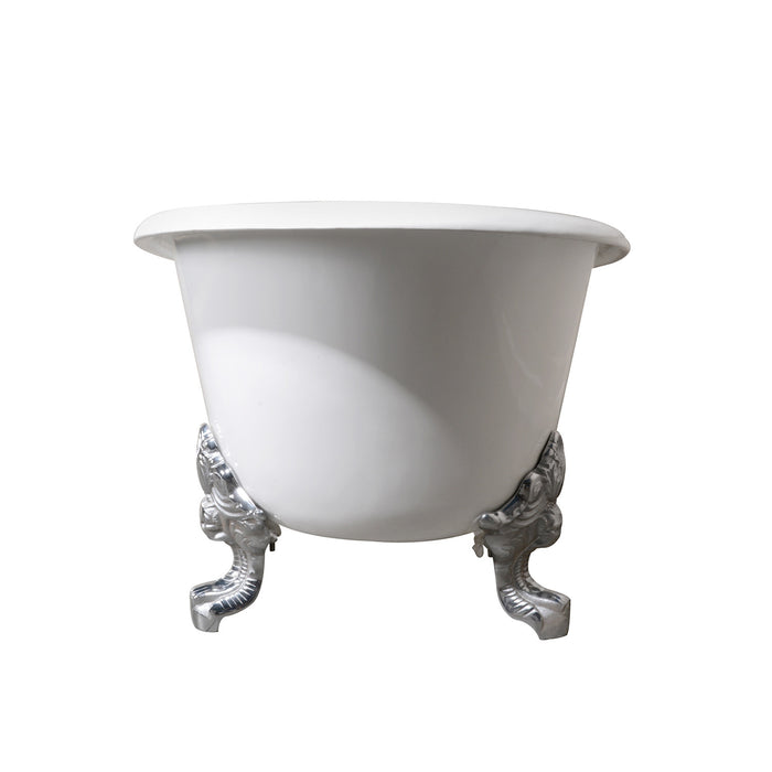 Aqua Eden VCTNDS6731NL1 67-Inch Cast Iron Double Slipper Clawfoot Tub (No Faucet Drillings), White/Polished Chrome