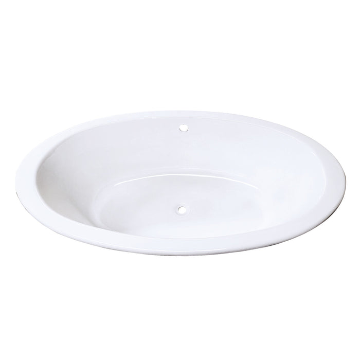 Aqua Eden VCTPN573217 57-Inch Cast Iron Oval Drop-In Tub with Center Drain Hole, White