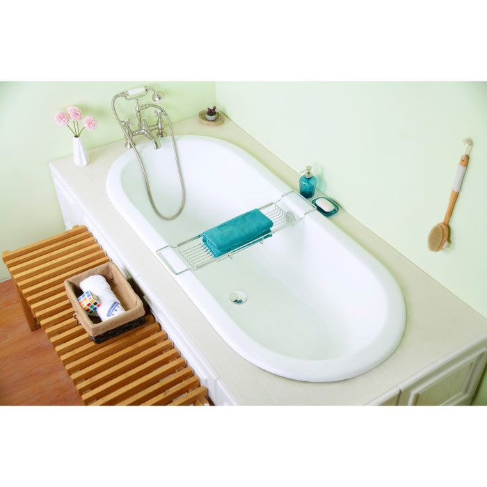 Aqua Eden VCTPN632717 63-Inch Cast Iron Oval Drop-In Tub with Center Drain Hole, White
