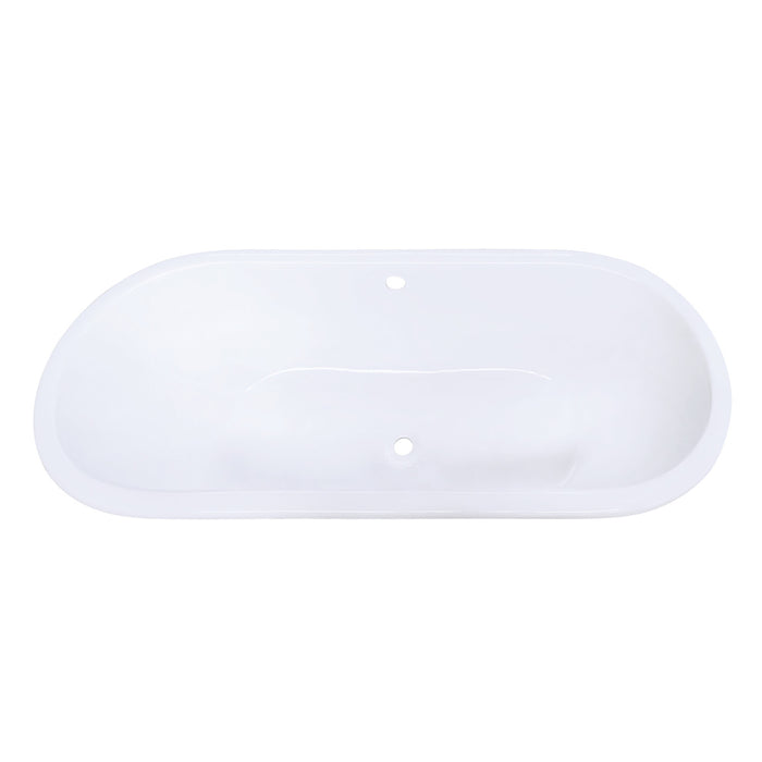 Aqua Eden VCTPN632717 63-Inch Cast Iron Oval Drop-In Tub with Center Drain Hole, White