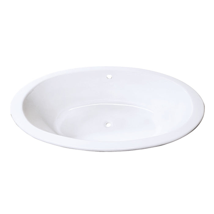 Aqua Eden VCTPN653517 65-Inch Cast Iron Oval Drop-In Tub with Center Drain Hole, White