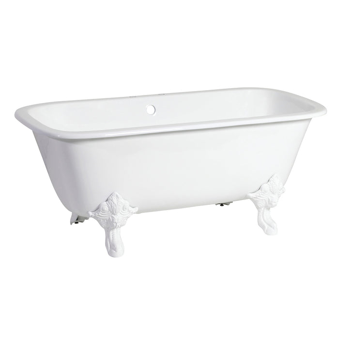 Aqua Eden VCTQ7D6732NLW 67-Inch Cast Iron Double Ended Clawfoot Tub with 7-Inch Faucet Drillings, White