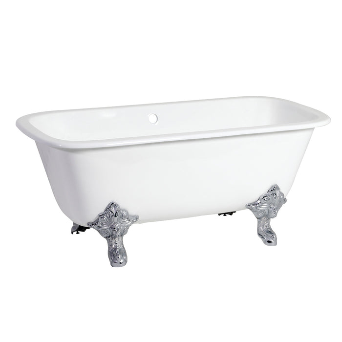 Aqua Eden VCTQND6732NL1 67-Inch Cast Iron Double Ended Clawfoot Tub (No Faucet Drillings), White/Polished Chrome