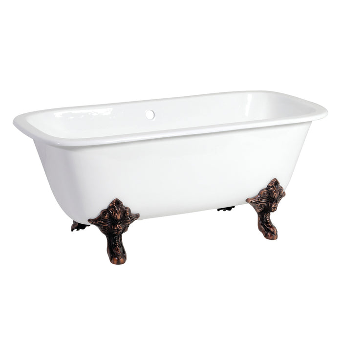 Aqua Eden VCTQND6732NL5 67-Inch Cast Iron Double Ended Clawfoot Tub (No Faucet Drillings), White/Oil Rubbed Bronze