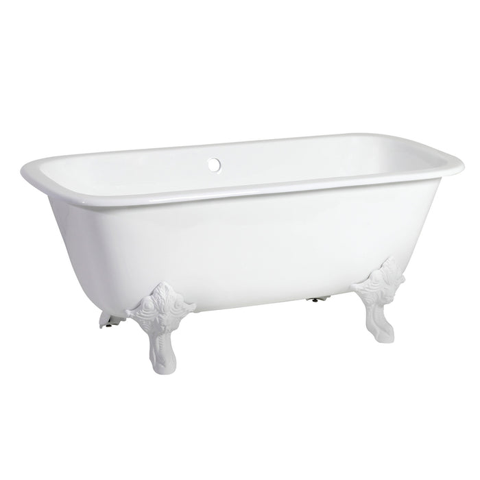 Aqua Eden VCTQND6732NLW 67-Inch Cast Iron Double Ended Clawfoot Tub (No Faucet Drillings), White/White