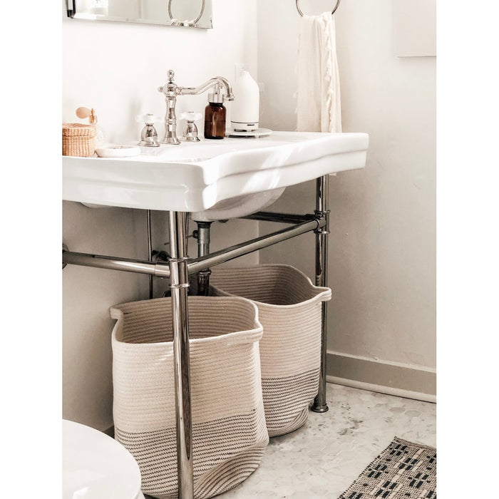 Imperial VPB1366ST Ceramic Console Sink with Stainless Steel Legs, White/Polished Nickel