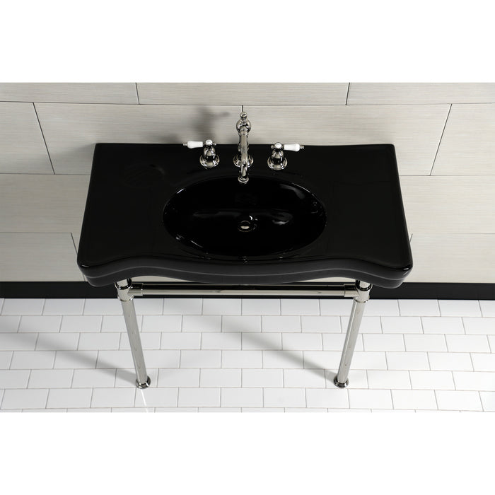 Imperial VPB136K6ST Vitreous China Console Sink, Black/Polished Nickel