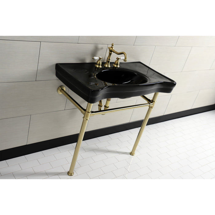 Imperial VPB136K7ST Vitreous China Console Sink, Black/Brushed Brass