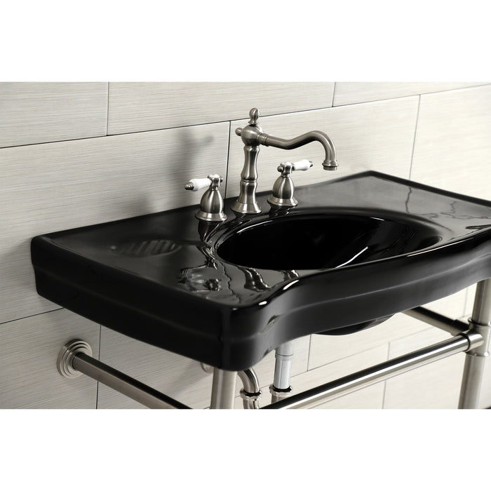 Imperial VPB136K8ST Vitreous China Console Sink, Black/Brushed Nickel