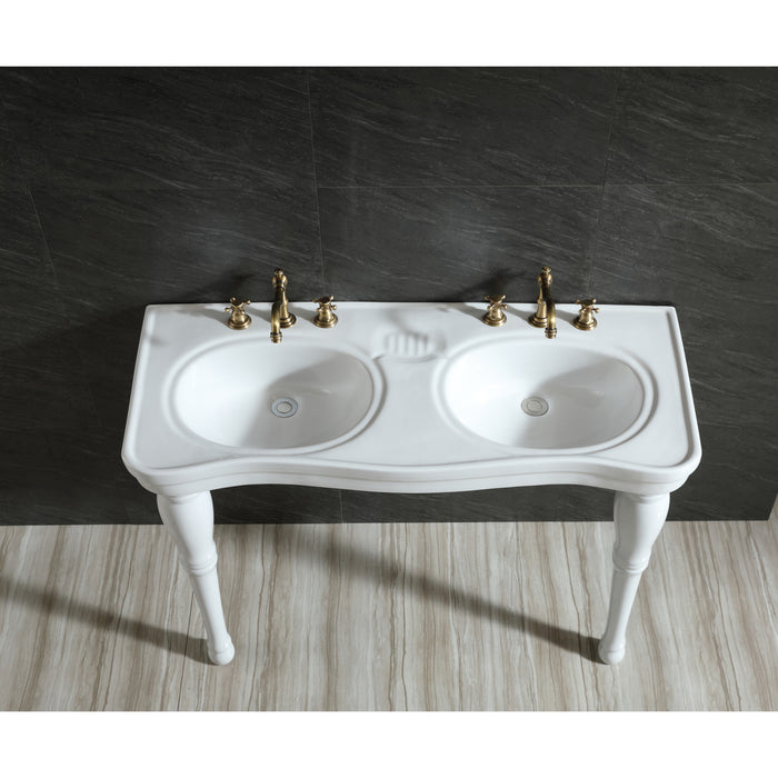 Imperial VPB1488 Ceramic Double Bowl Console Sink, White