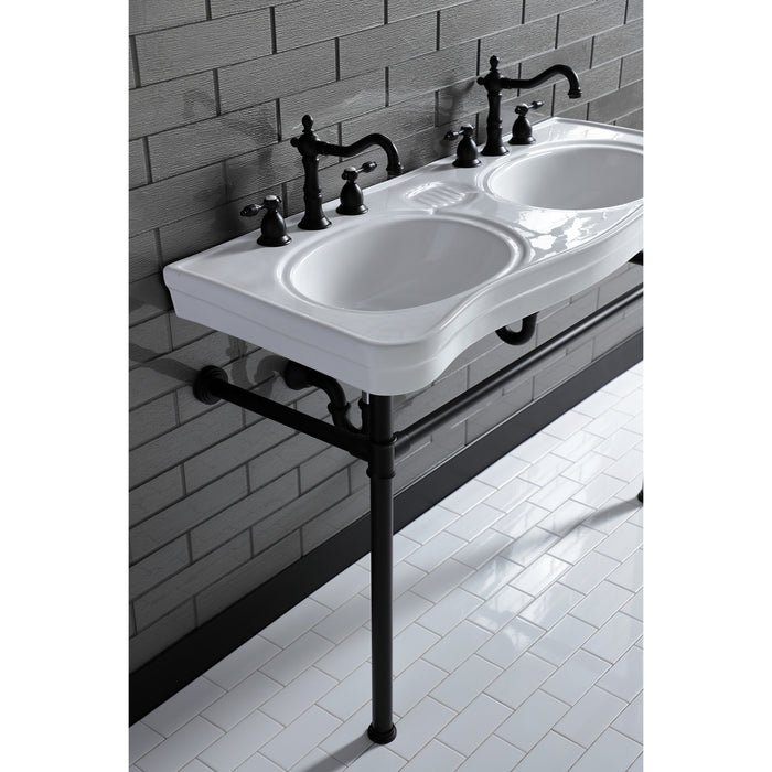Imperial VPB14880ST Stainless Steel Double Bowl Console Sink, Matte Black