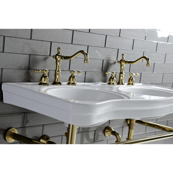 Imperial VPB14882ST Stainless Steel Double Bowl Console Sink, Polished Brass