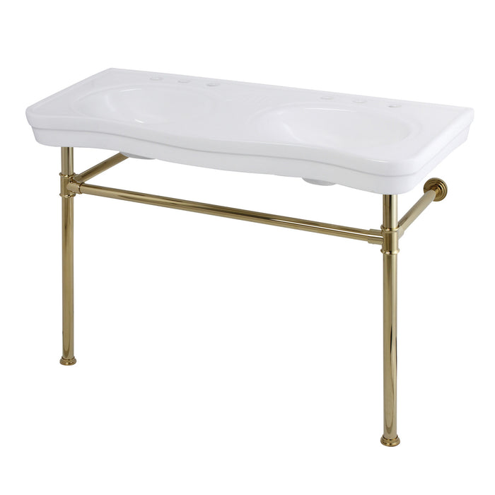 Imperial VPB14882ST Stainless Steel Double Bowl Console Sink, Polished Brass