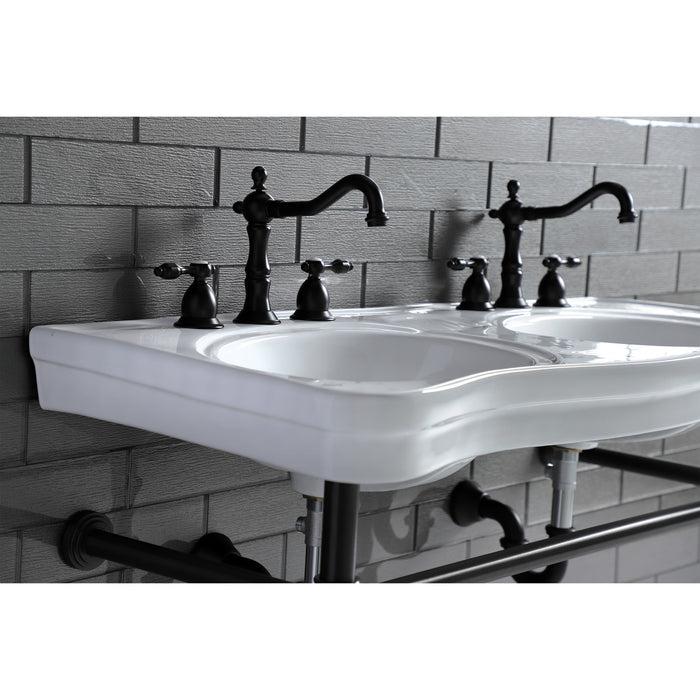 Imperial VPB14885ST Stainless Steel Double Bowl Console Sink, Oil Rubbed Bronze