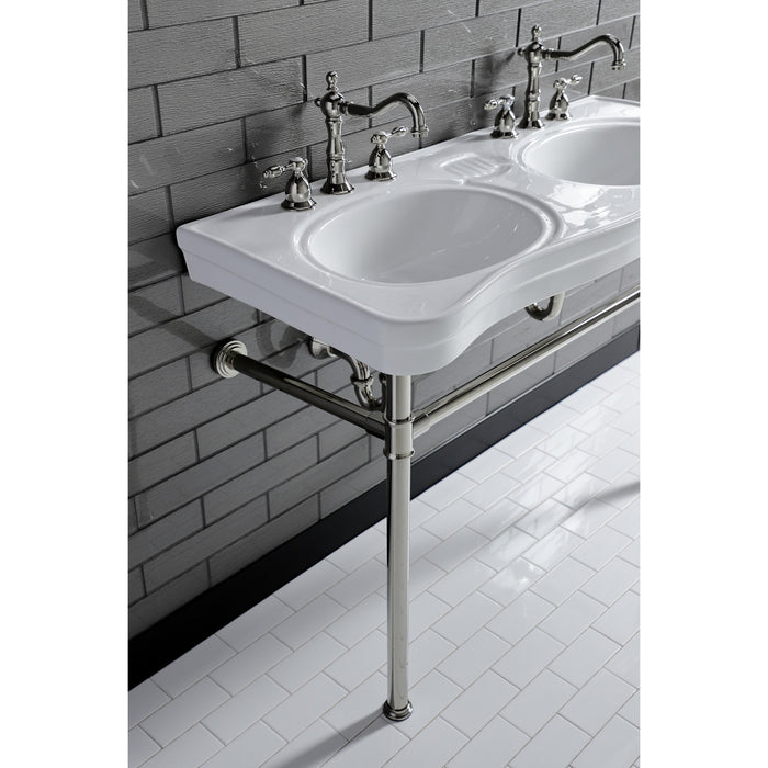 Imperial VPB14886ST Stainless Steel Double Bowl Console Sink, Polished Nickel