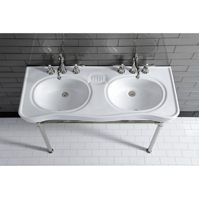Imperial VPB14886ST Stainless Steel Double Bowl Console Sink, Polished Nickel