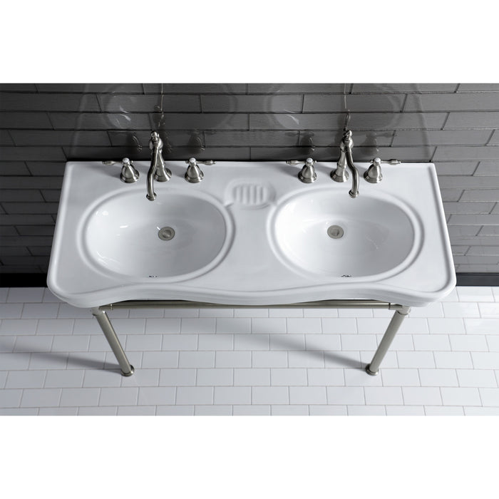 Imperial VPB14888ST Stainless Steel Double Bowl Console Sink, Brushed Nickel