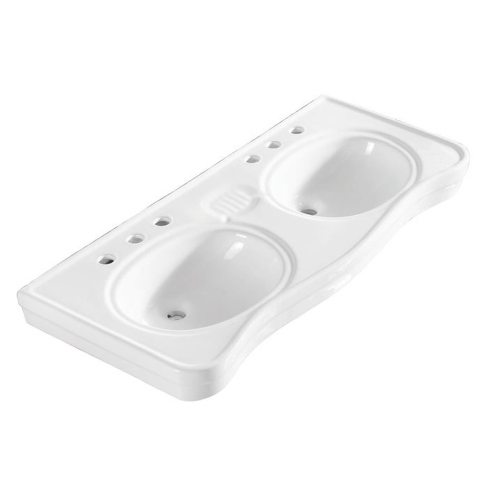 Imperial VPB1488B Ceramic Double Bowl Console Sink Top, White