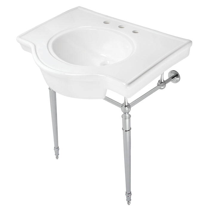 Edwardian VPB2215331ST 31-Inch Console Sink with Brass Legs, White/Chrome