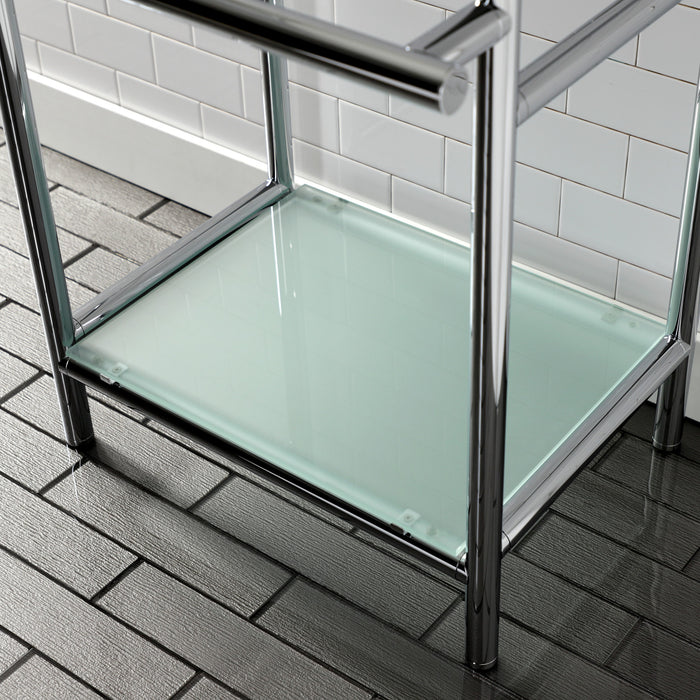 Fauceture VPB2216301 Console Sink Base with Glass Shelf, Frosted Glass/Polished Chrome