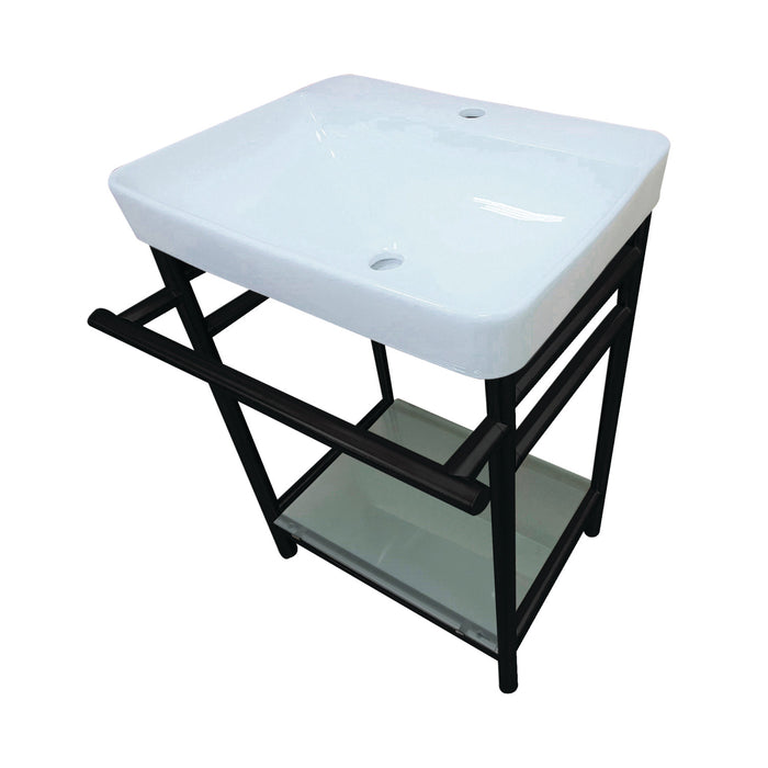 Fauceture VPB23180 23-Inch Ceramic Console Sink Set, White/Matte Black