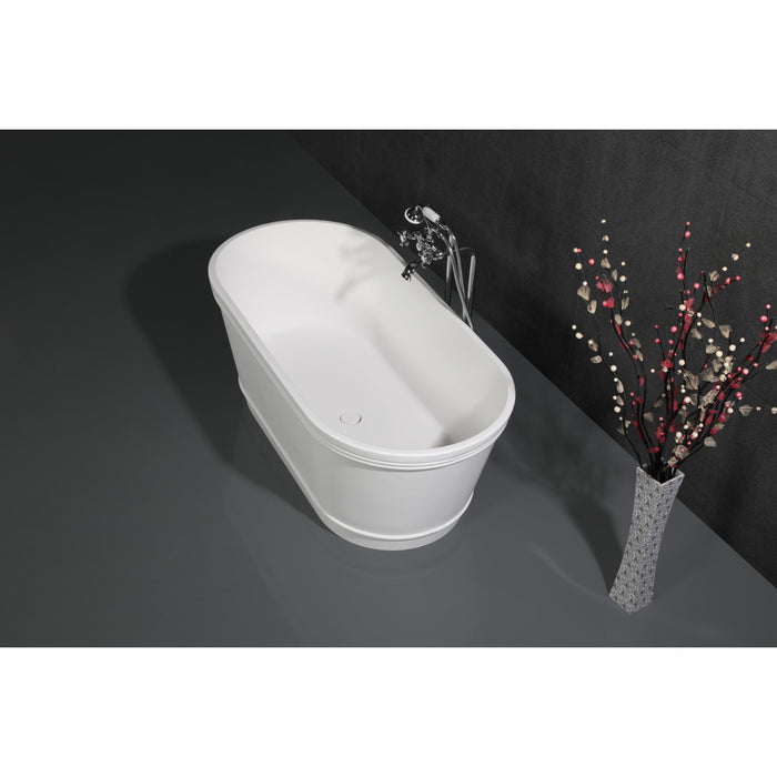 Arcticstone VRTDE612922 60-Inch Double Ended Solid Surface Freestanding Tub with Drain, Glossy White/Matte White