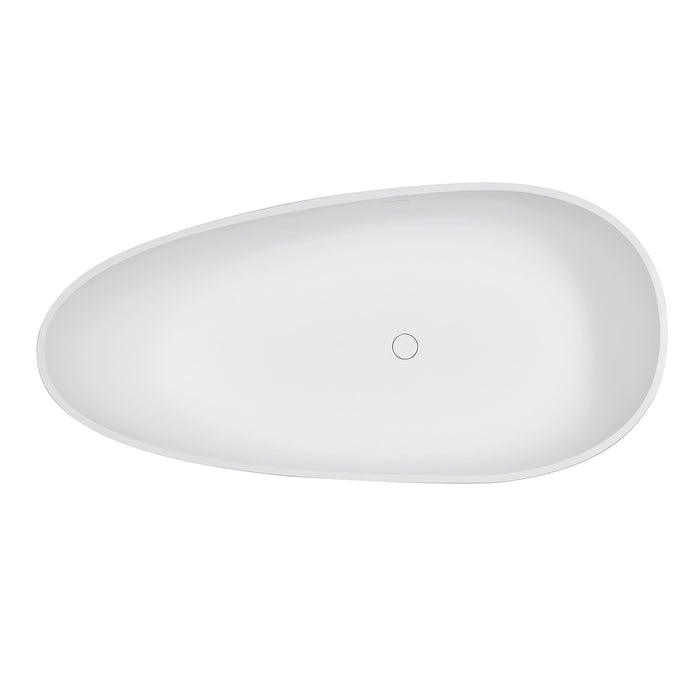 Arcticstone VRTOV683321 67-Inch Egg Shaped Solid Surface Freestanding Tub with Drain, Glossy White/Matte White