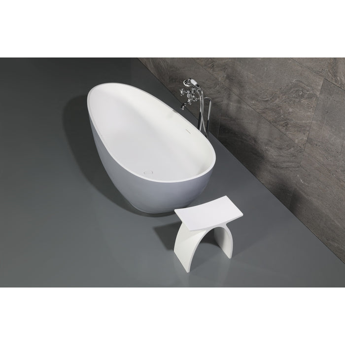 Arcticstone VRTOV683321WG 67-Inch Egg Shaped Solid Surface Freestanding Tub with Drain, Glossy White/Matte Gray