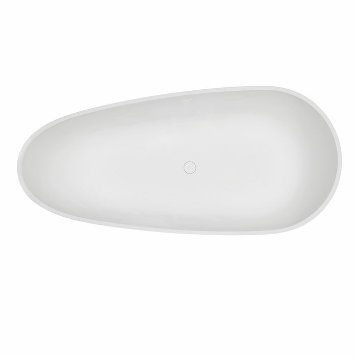 Arcticstone VRTOV713422 72-Inch Egg Shaped Solid Surface Freestanding Tub with Drain, Glossy White/Matte White
