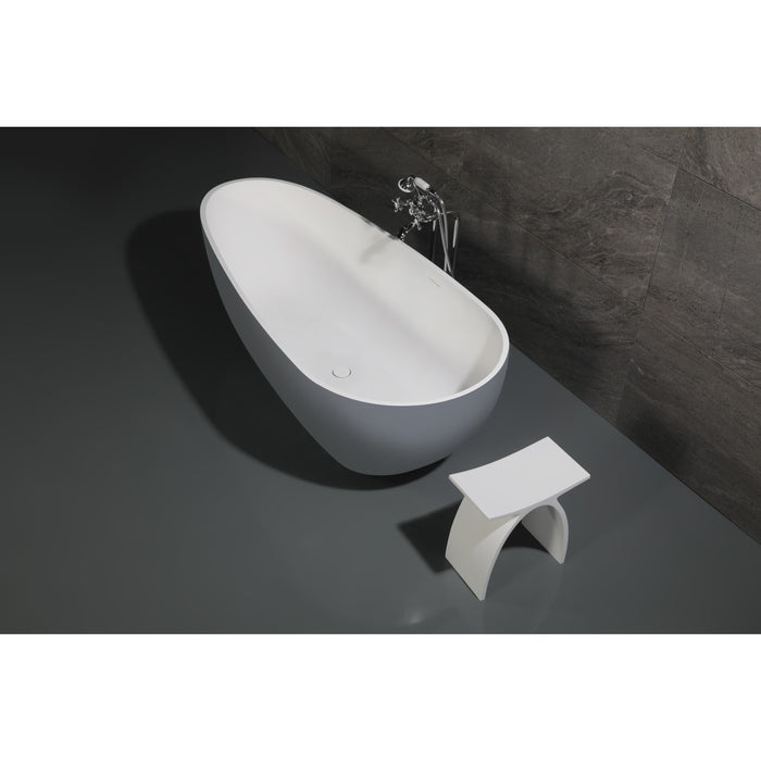 Arcticstone VRTOV713422WG 72-Inch Egg Shaped Solid Surface Freestanding Tub with Drain, Glossy White/Matte Gray