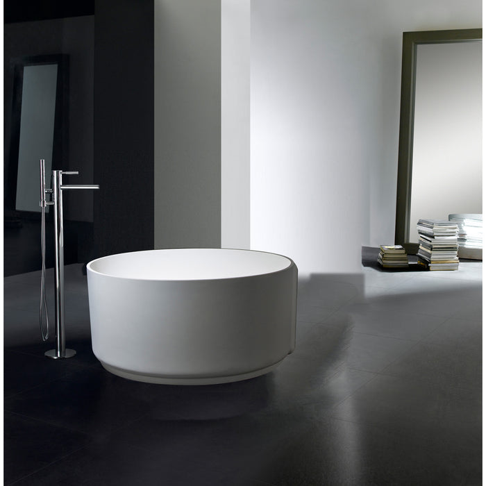 Arcticstone VRTRO515224 52-Inch Round Solid Surface Freestanding Tub with Drain, Matte White