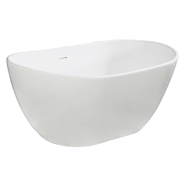 Arcticstone VRTRS573224 56-Inch Solid Surface White Stone Freestanding Tub with Drain, Matte White