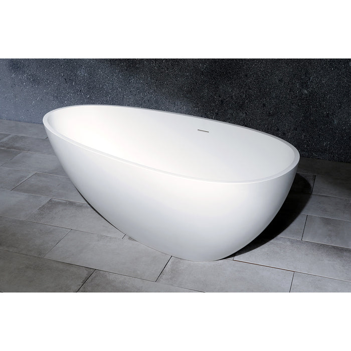 Arcticstone VRTRS593021 59-Inch Solid Surface White Stone Freestanding Tub with Drain, Matte White