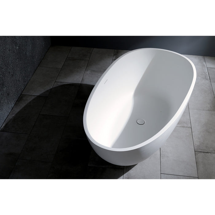 Arcticstone VRTRS593021 59-Inch Solid Surface White Stone Freestanding Tub with Drain, Matte White