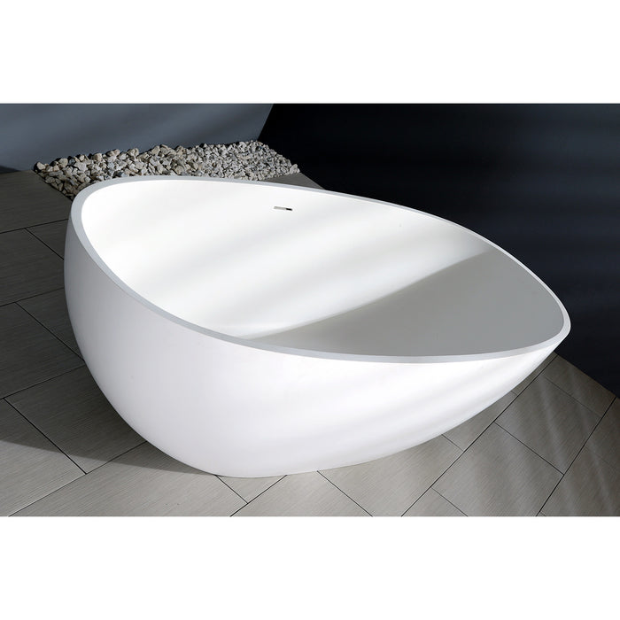 Arcticstone VRTRS653123 65-Inch Solid Surface White Stone Freestanding Tub with Drain, Matte White