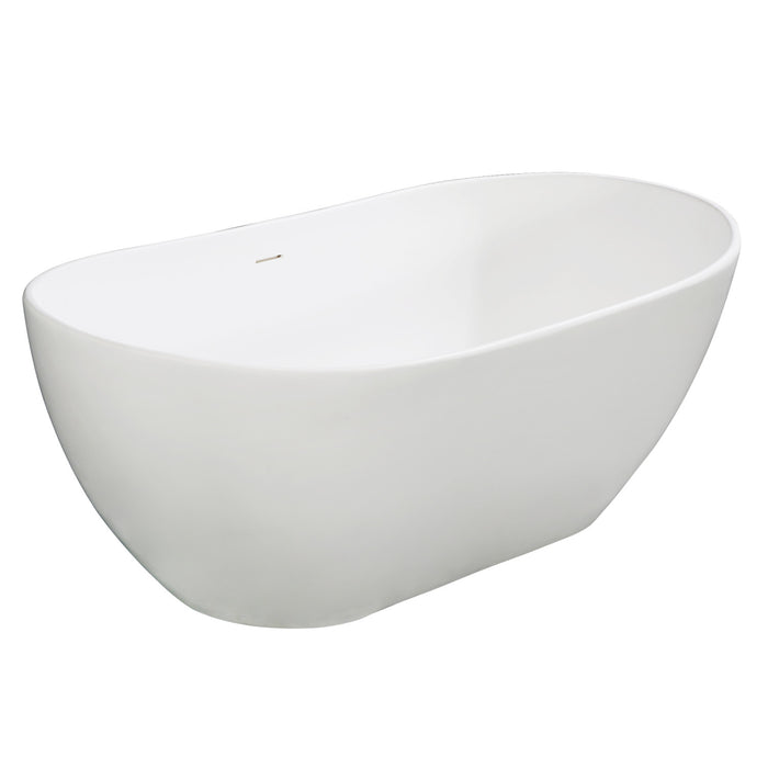 Arcticstone VRTRS653224 65-Inch Solid Surface White Stone Freestanding Tub with Drain, Matte White
