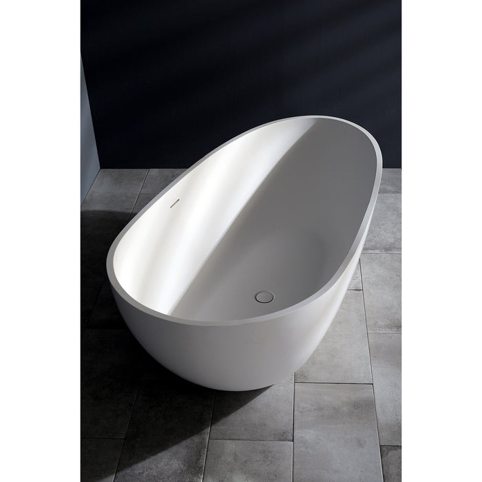 Arcticstone VRTRS673422 67-Inch Solid Surface White Stone Freestanding Tub with Drain, Matte White