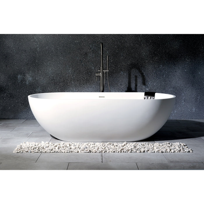 Arcticstone VRTRS703520 70-Inch Solid Surface White Stone Freestanding Tub with Drain, Matte White