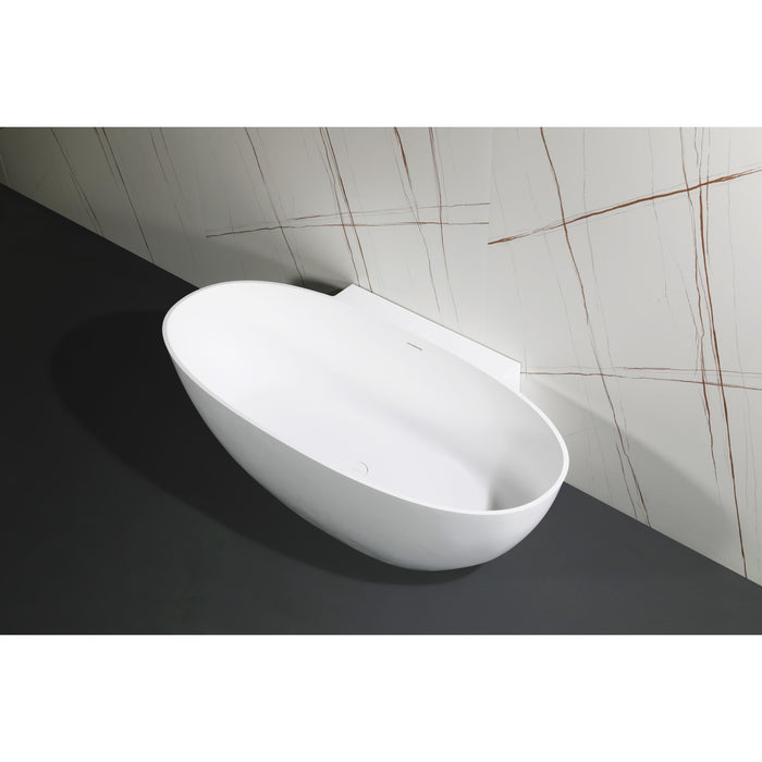 Arcticstone VRTRS713522 71-Inch Solid Surface White Stone Freestanding Tub with Drain, Matte White