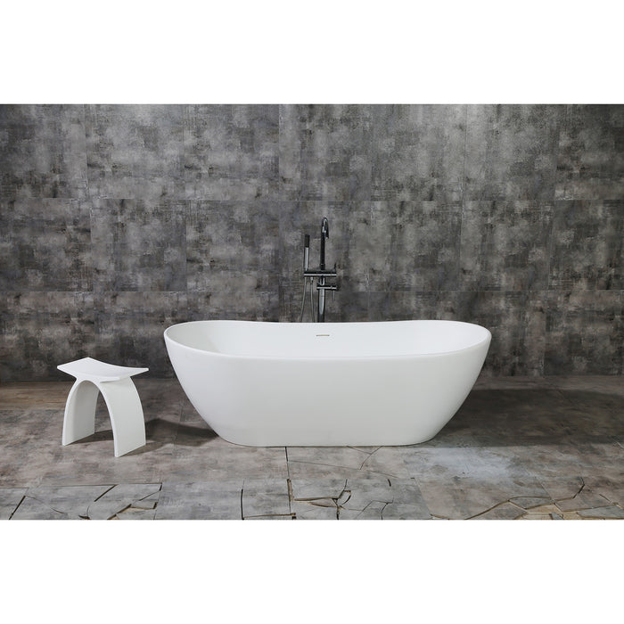 Arcticstone VRTRS723223 71-Inch Solid Surface White Stone Freestanding Tub with Drain, Matte White