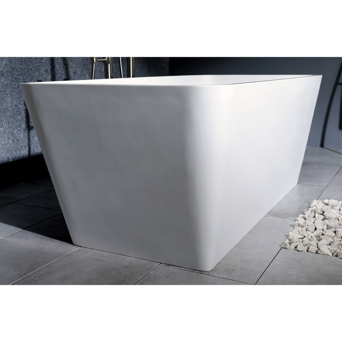Arcticstone VRTSQ592722 59-Inch Solid Surface White Stone Freestanding Tub with Drain, Matte White