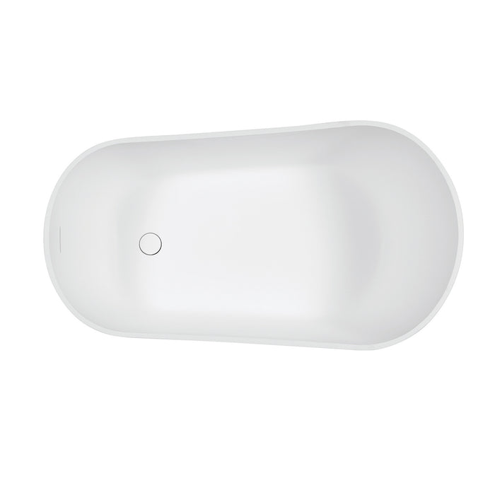 Arcticstone VRTSS513026 52-Inch Slipper Solid Surface Freestanding Tub with Drain, Glossy White/Matte White