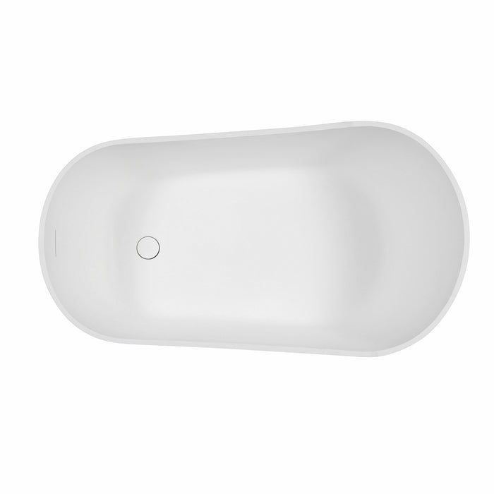 Arcticstone VRTSS513026WG 52-Inch Slipper Solid Surface Freestanding Tub with Drain, Glossy White/Matte Gray