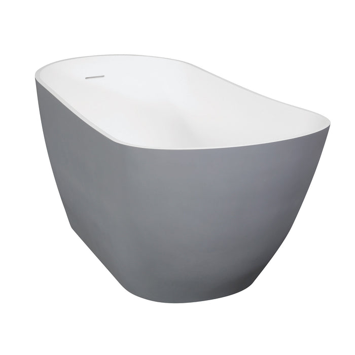 Arcticstone VRTSS513026WG 52-Inch Slipper Solid Surface Freestanding Tub with Drain, Glossy White/Matte Gray