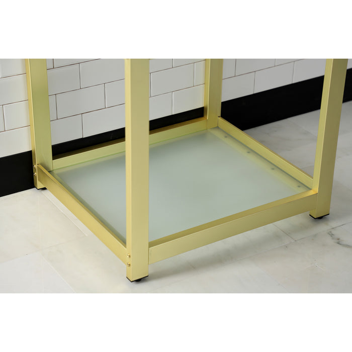 Kingston Commercial VSP2522B7 Steel Console Sink Base with Glass Shelf, Frosted Glass/Brushed Brass