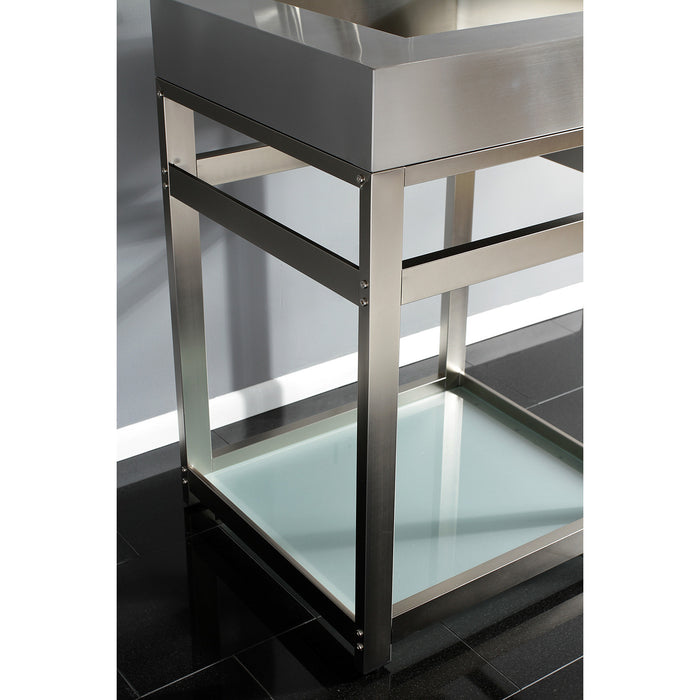 Kingston Commercial VSP2522B8 Steel Console Sink Base with Glass Shelf, Brushed Nickel